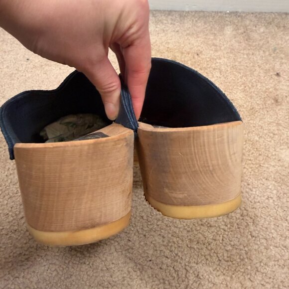 Skandals Swedish Clogs Size 42 US 10.5 Blue Suede Mule Slip On Casual - Picture 5 of 11